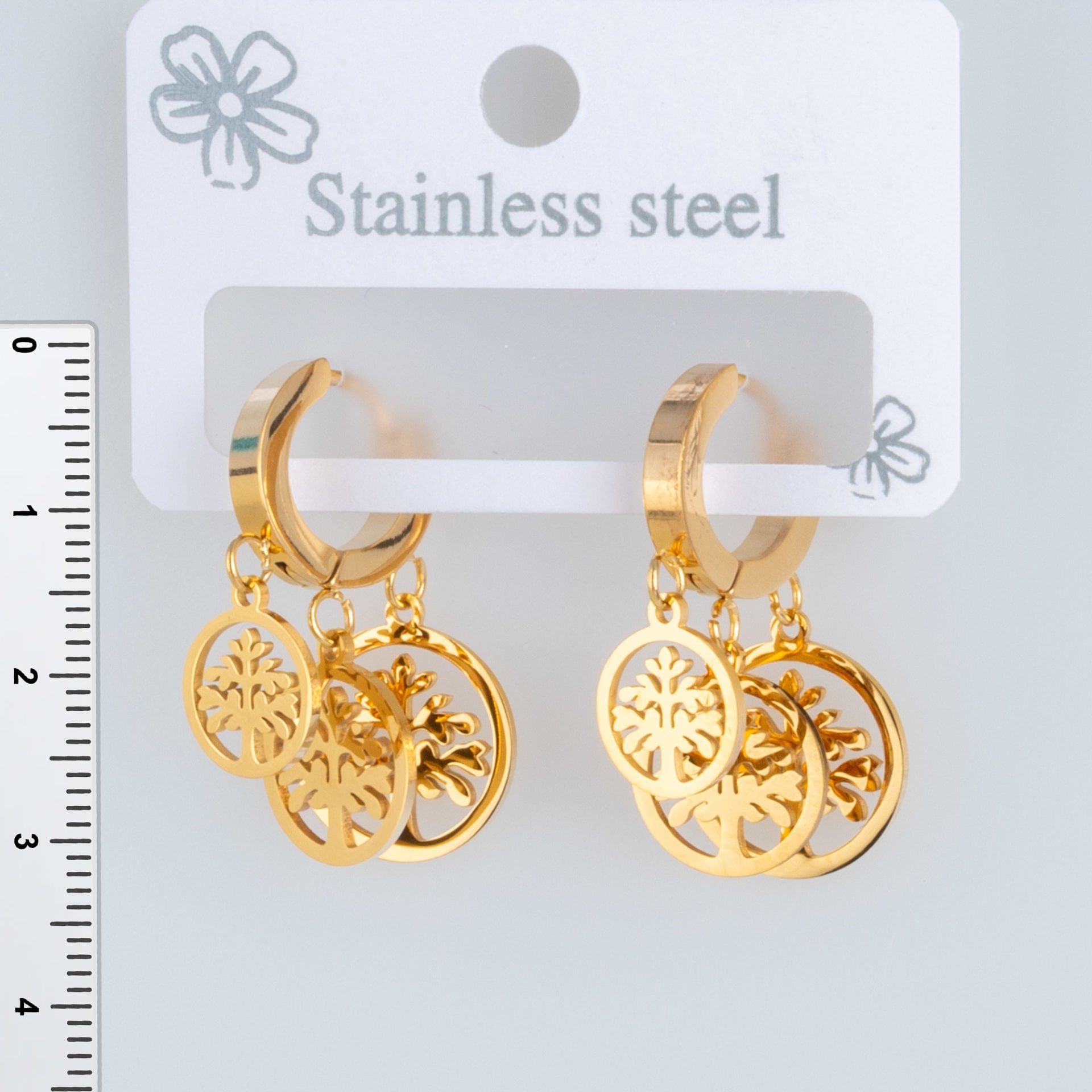 Çelik Küpe Hayat Ağacı- 1  Çift