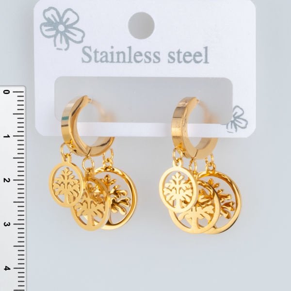 Çelik Küpe Hayat Ağacı- 1  Çift