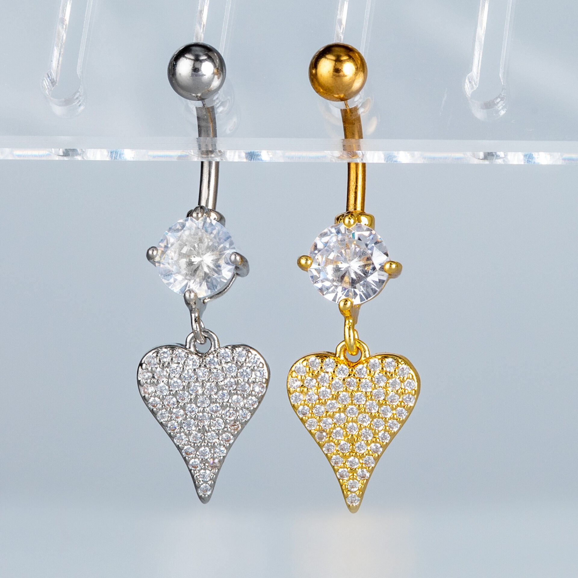 Piercing Göbek Fashion Kalp Beyaz