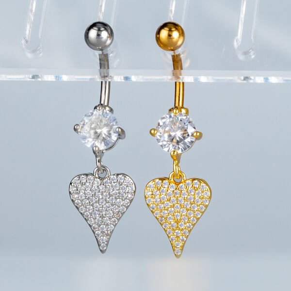 Piercing Göbek Fashion Kalp Beyaz