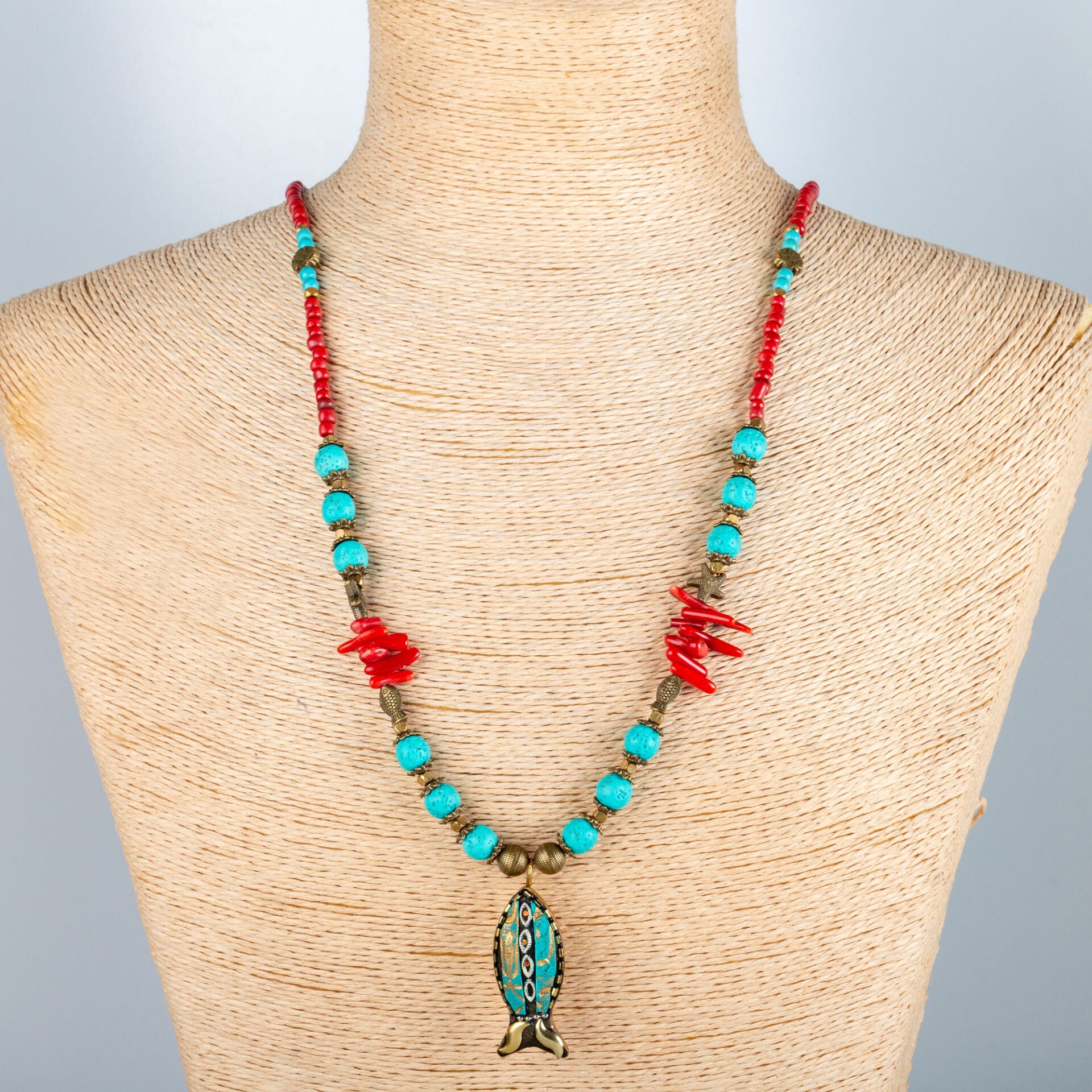 Etnik Doğal Taş Kolye Balık