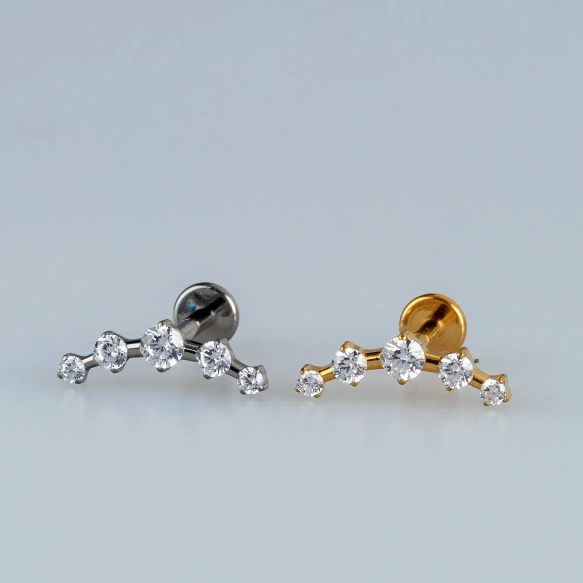 Toptan G23 Titanyum Beşli Kavisli Piercing Sarı 8mm