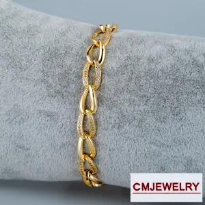 CM Jewelry 14K Zincir Taşlı Bileklik