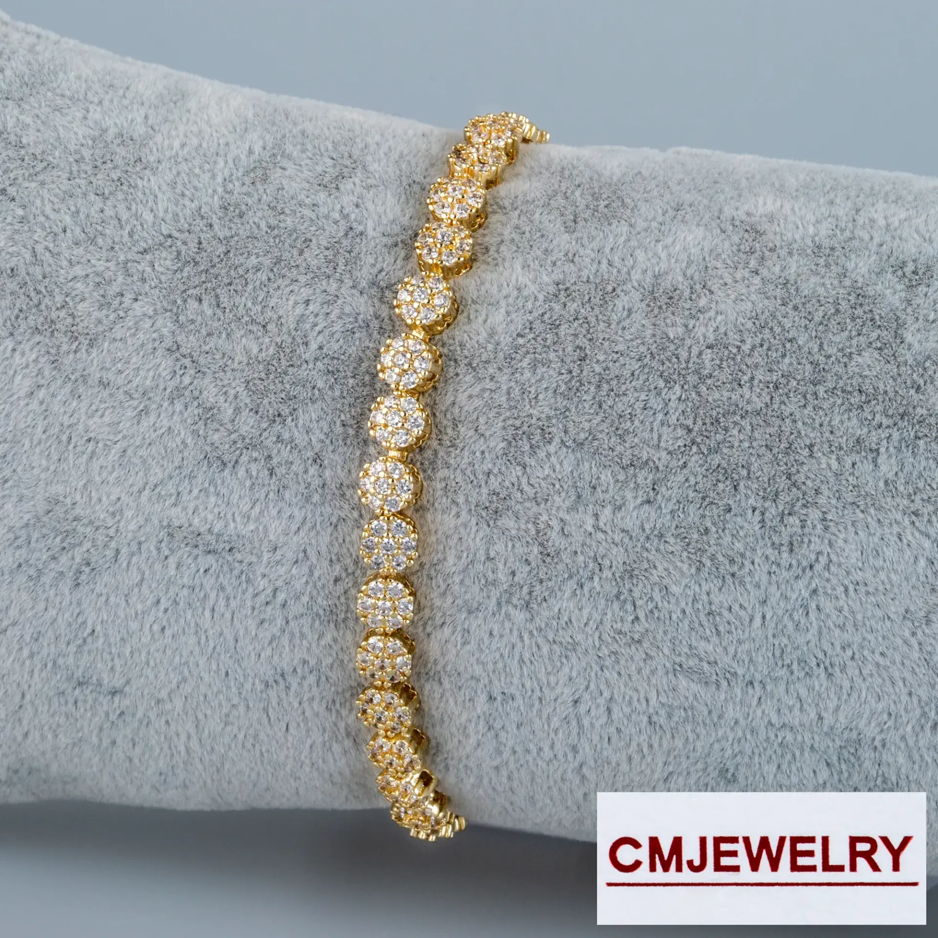 CM Jewelry 14K Zincir Taşlı Bileklik