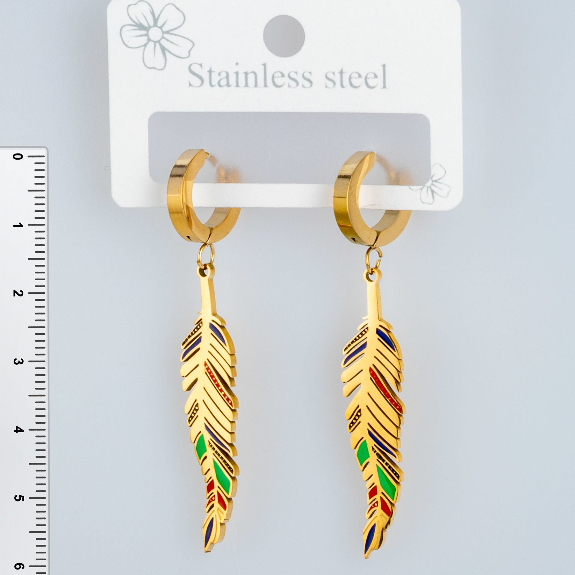 Steel Earring Leaf - 1 Pair