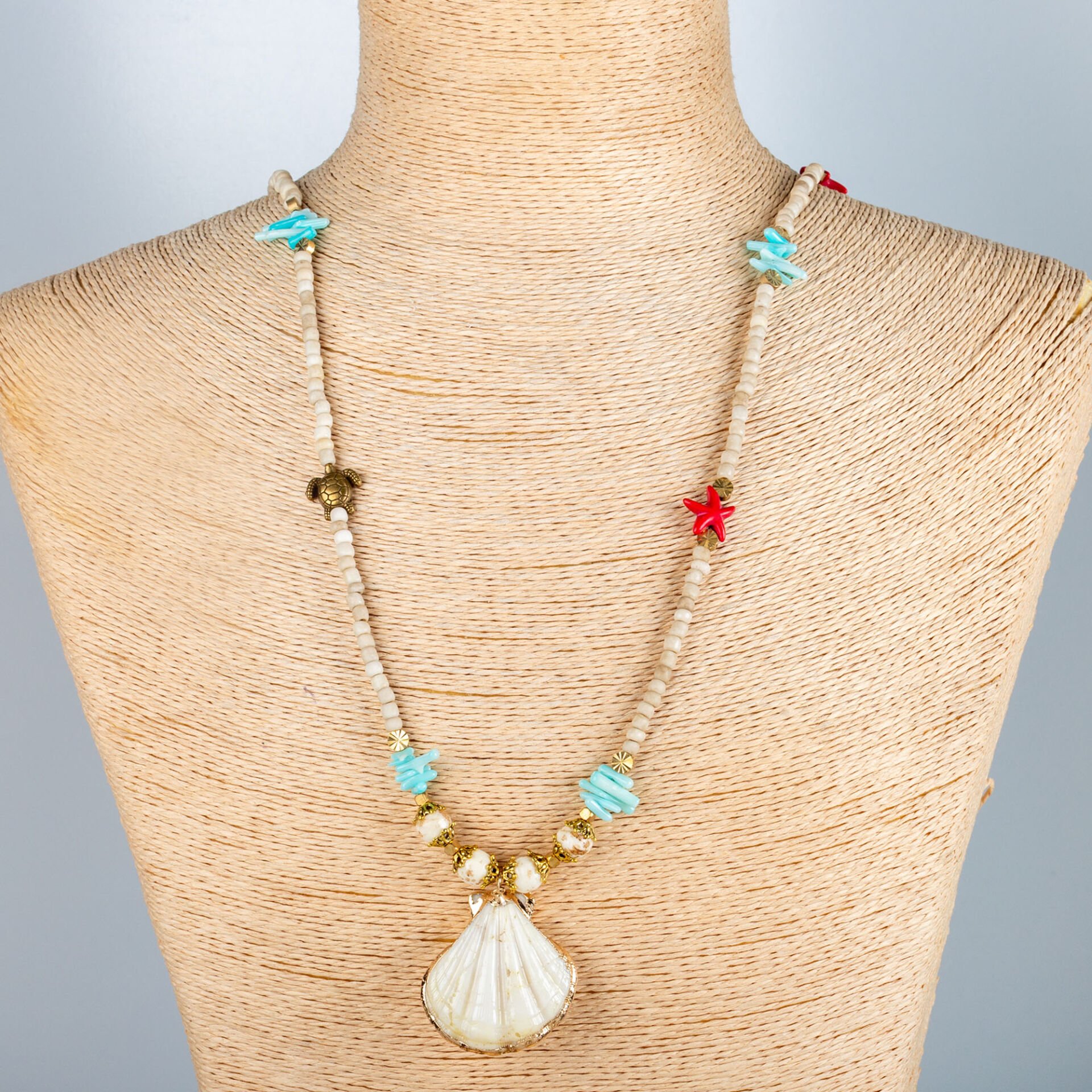 Etnik Doğal Taş Kolye Deniz Kabuğu