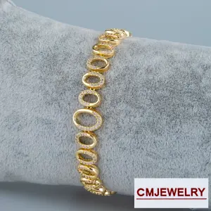 CM Jewelry 14K Zincir Taşlı Bileklik