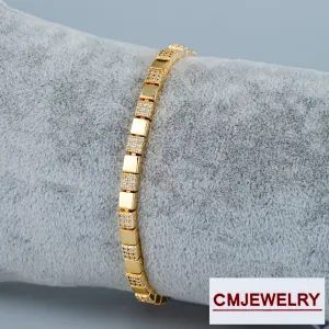 CM Jewelry 14K Zincir Taşlı Küp Bileklik