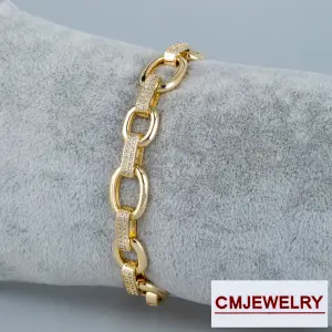 CM Jewelry 14K Zincir Taşlı Bileklik