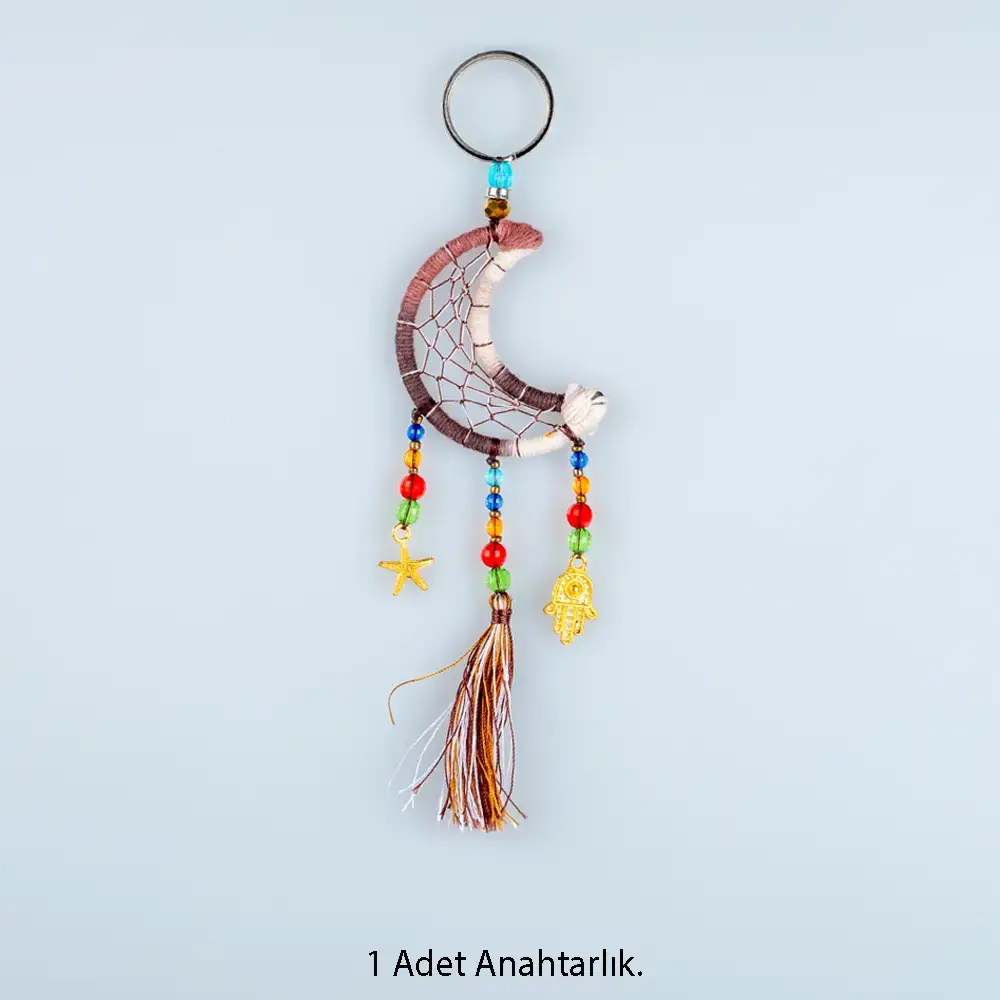 Toptan El Yapımı Hilal Düş Kapanı Anahtarlık (3 Renk Seçeneği) Renk 3