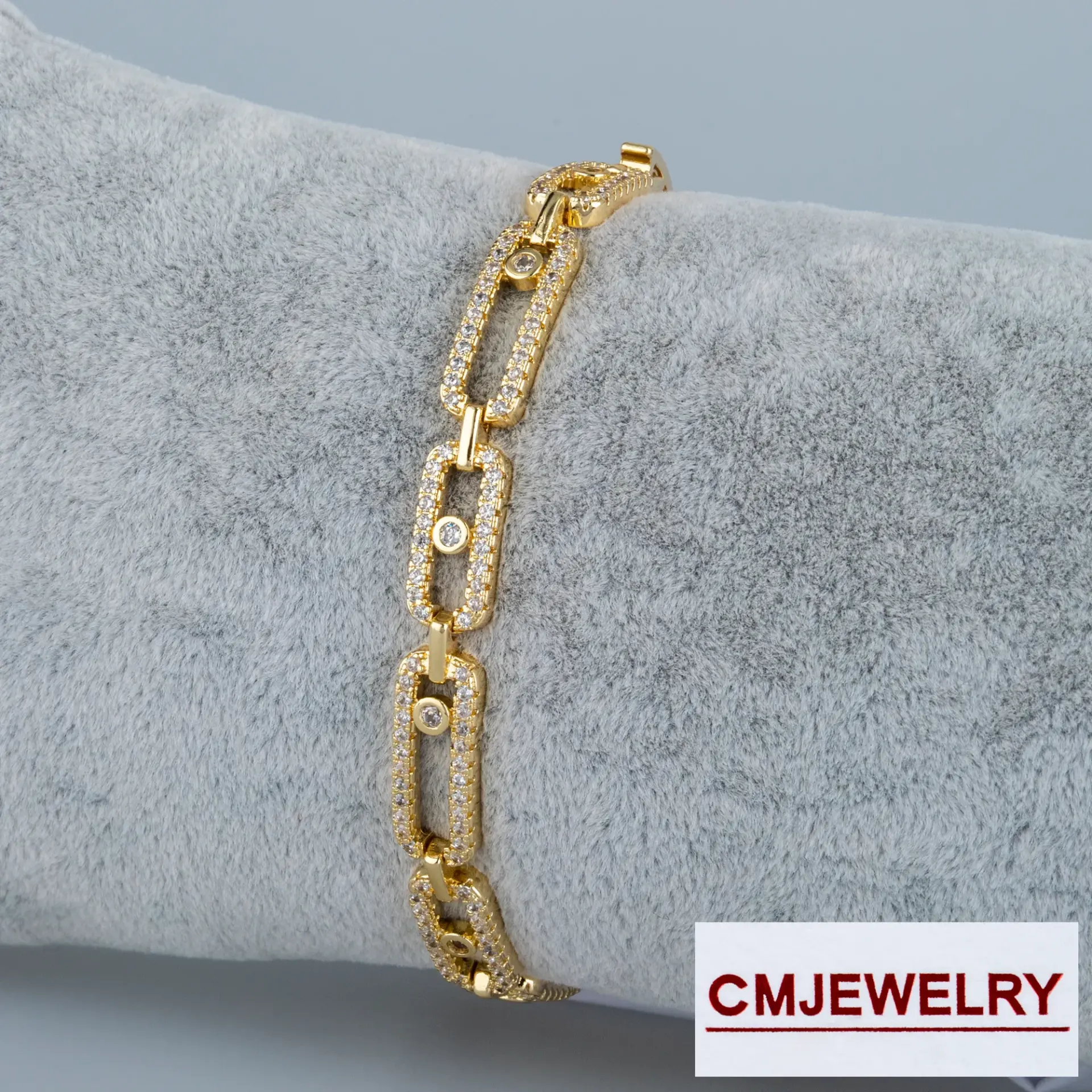CM Jewelry 14K Zincir Taşlı Bileklik