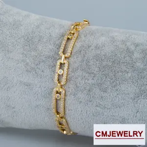 CM Jewelry 14K Zincir Taşlı Bileklik