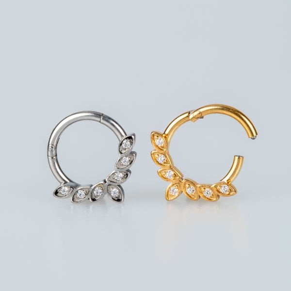 Halka Piercing Segment Taşlı Beyaz 8mm