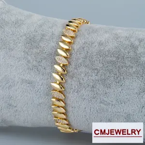 CM Jewelry 14K Zincir Taşlı Bileklik