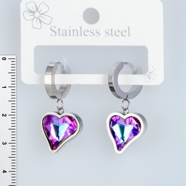 Çelik Küpe Kalp - 1  Çift