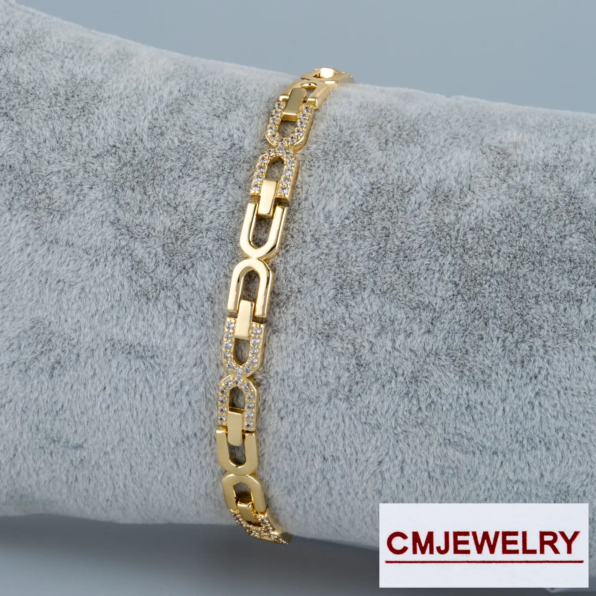 CM Jewelry 14K Zincir Taşlı Bileklik