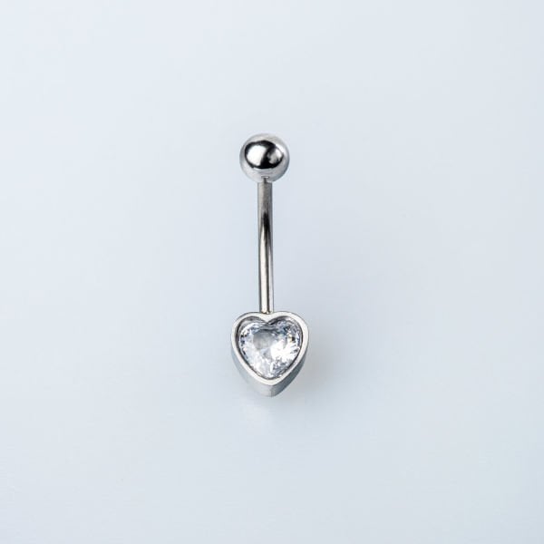 Piercing Çelik Göbek Kalp Taşlı