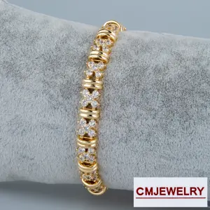 CM Jewelry 14K Zincir Taşlı Çiçek Bileklik