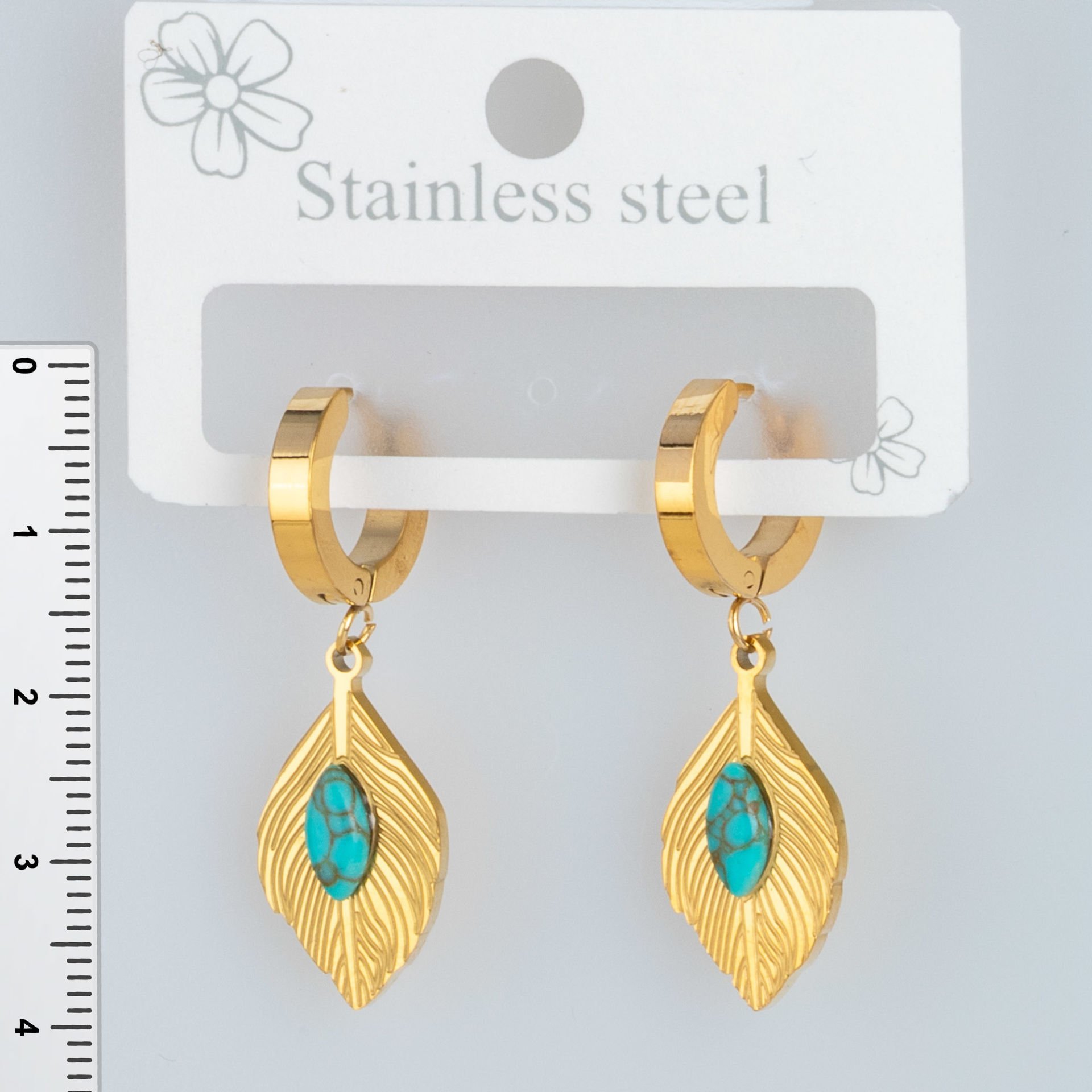 Steel Earring Leaf - 1 Pair