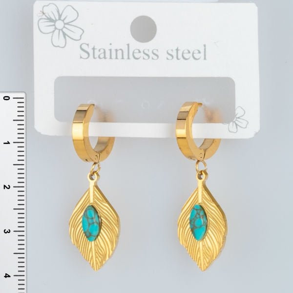Steel Earring Leaf - 1 Pair