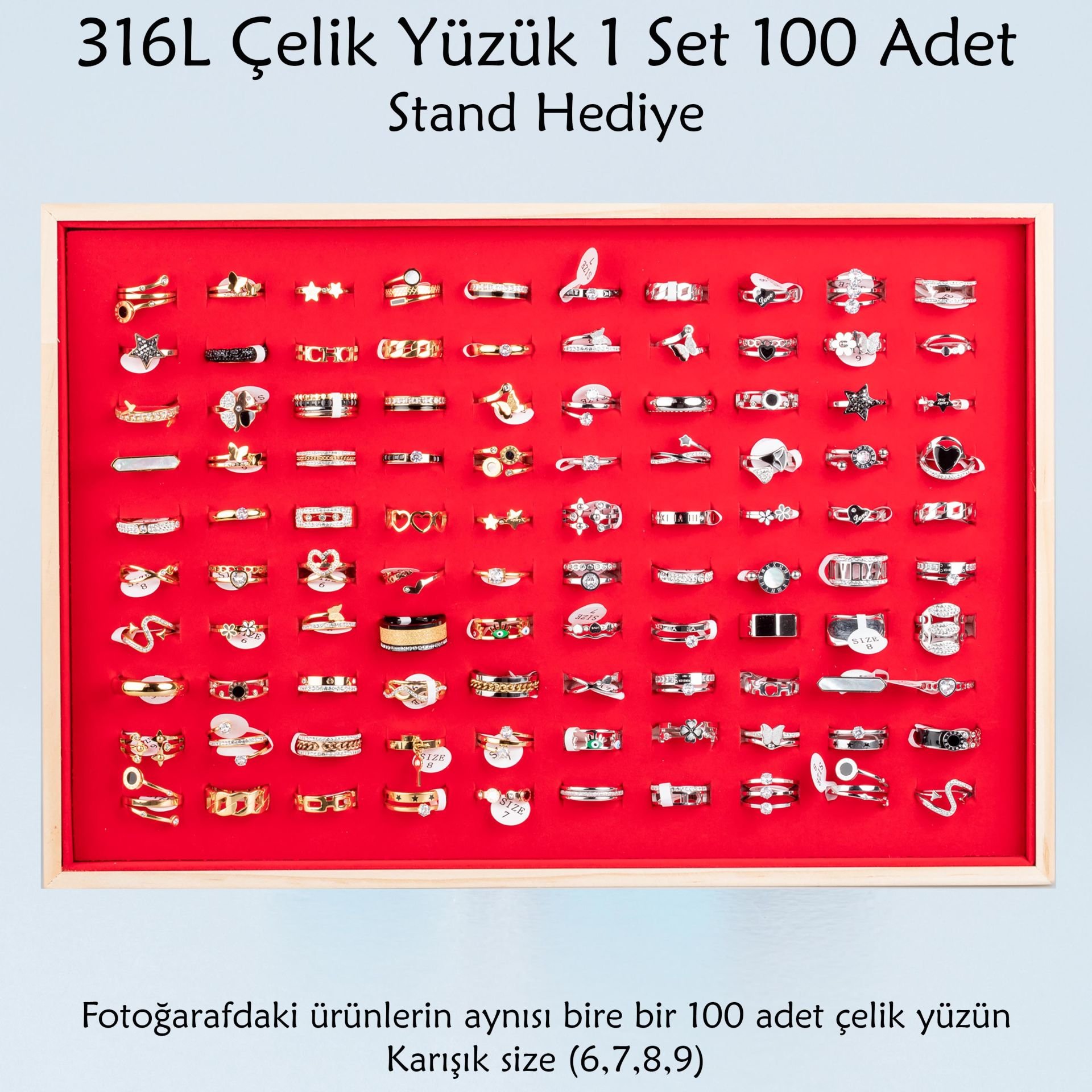 Çelik Yüzük 1 Paket 100 Adet Stand Hediye