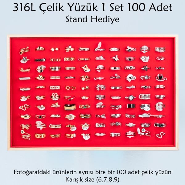 Çelik Yüzük 1 Paket 100 Adet Stand Hediye