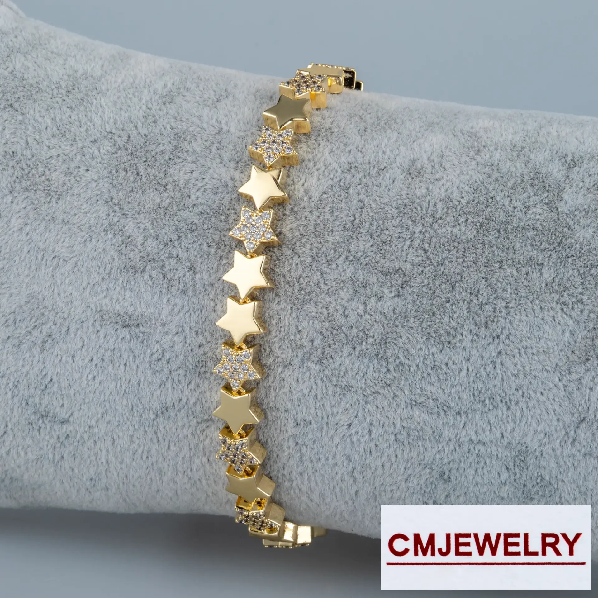 CM Jewelry 14K Zincir Taşlı Yıldız Bileklik