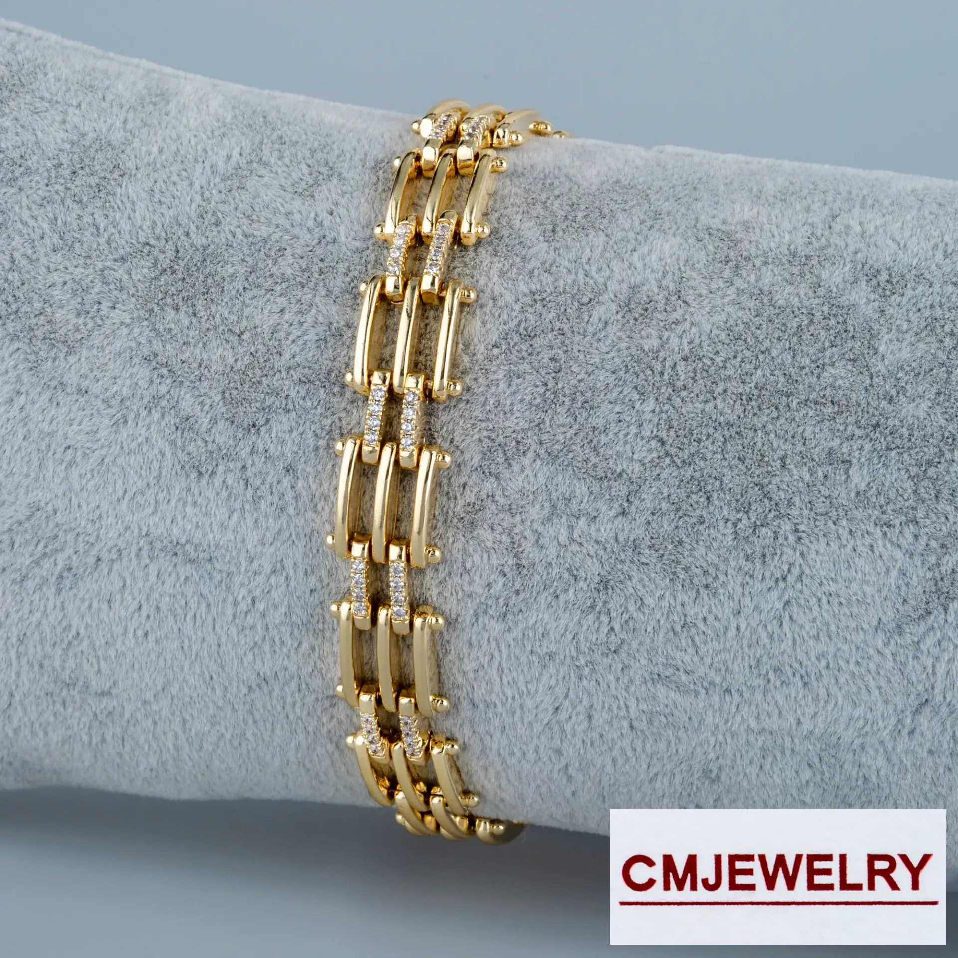 CM Jewelry 14K Zincir Taşlı Bileklik