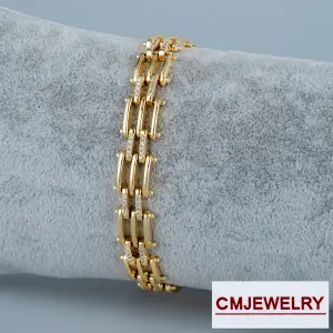 CM Jewelry 14K Zincir Taşlı Bileklik