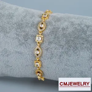 CM Jewelry 14K Zincir Taşlı Bileklik