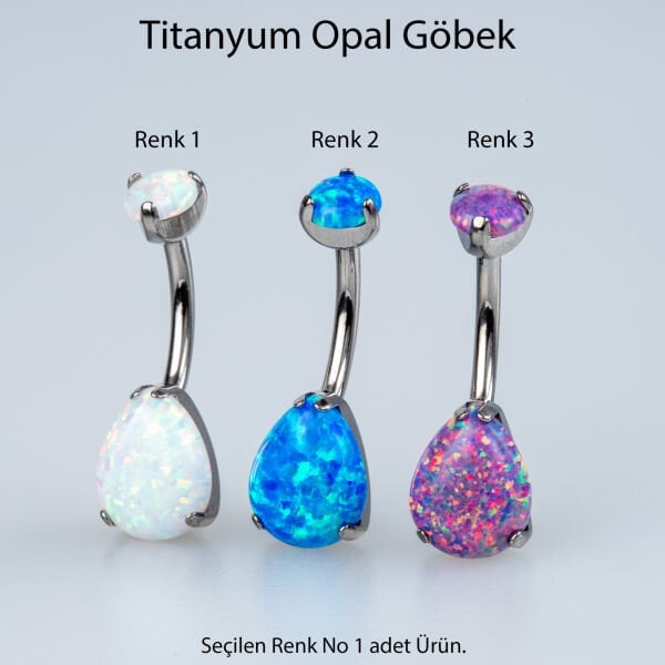 Piercing Titanyum Göbek Opal