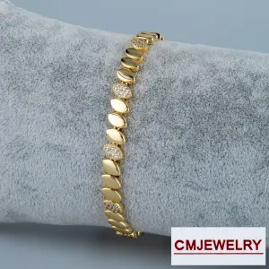 CM Jewelry 14K Zincir Taşlı Bileklik