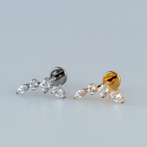 Toptan G23 Titanyum Fantezi Kombin Piercing Beyaz 8mm