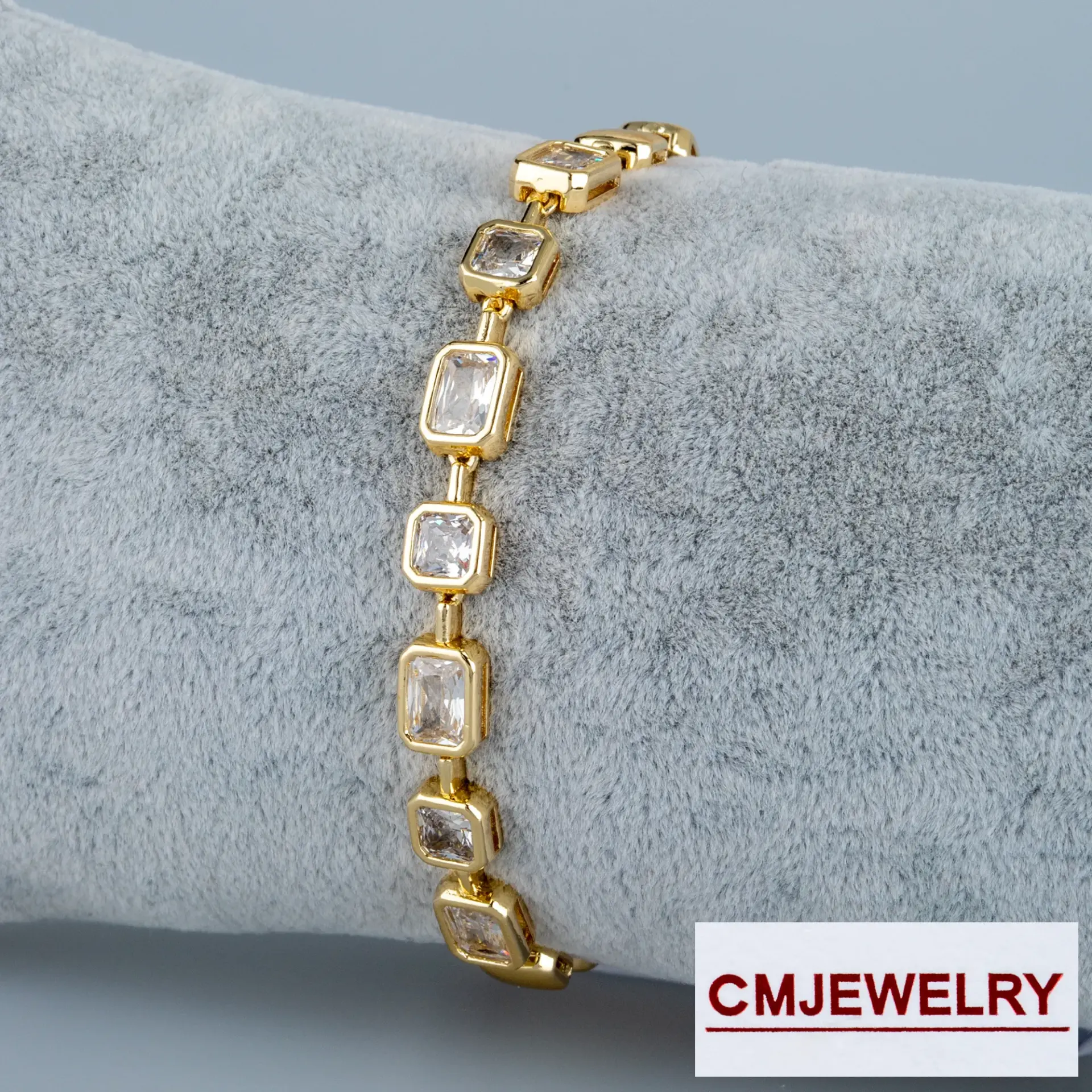 CM Jewelry 14K Zincir Taşlı Bileklik