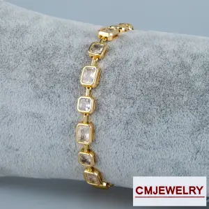 CM Jewelry 14K Zincir Taşlı Bileklik