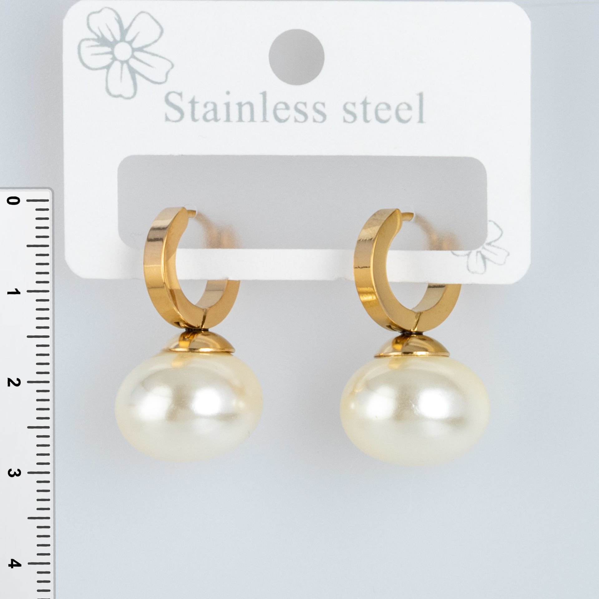 Steel Earrings Pearl - 1 Pair