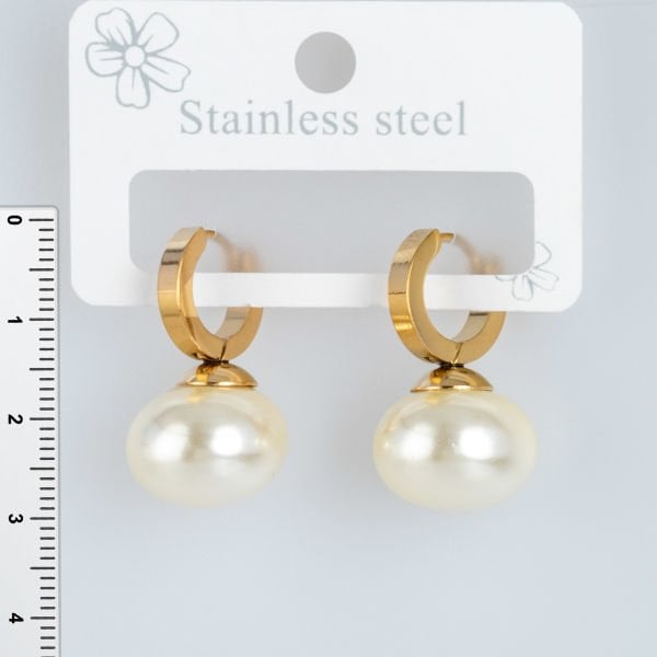 Steel Earrings Pearl - 1 Pair