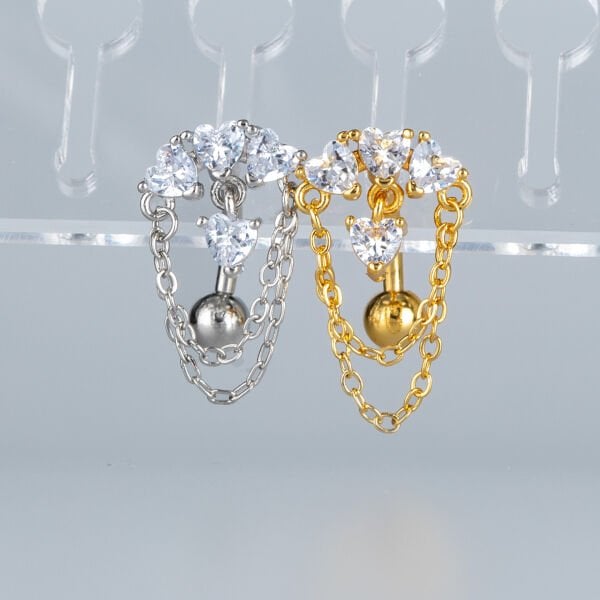 Piercing Ters Göbek Fashion Kalp Taş