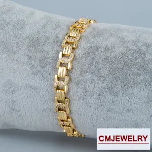 CM Jewelry 14K Zincir Taşlı Bileklik