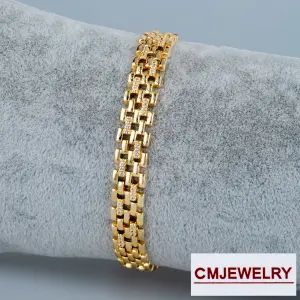 CM Jewelry 14K Zincir Taşlı Bileklik