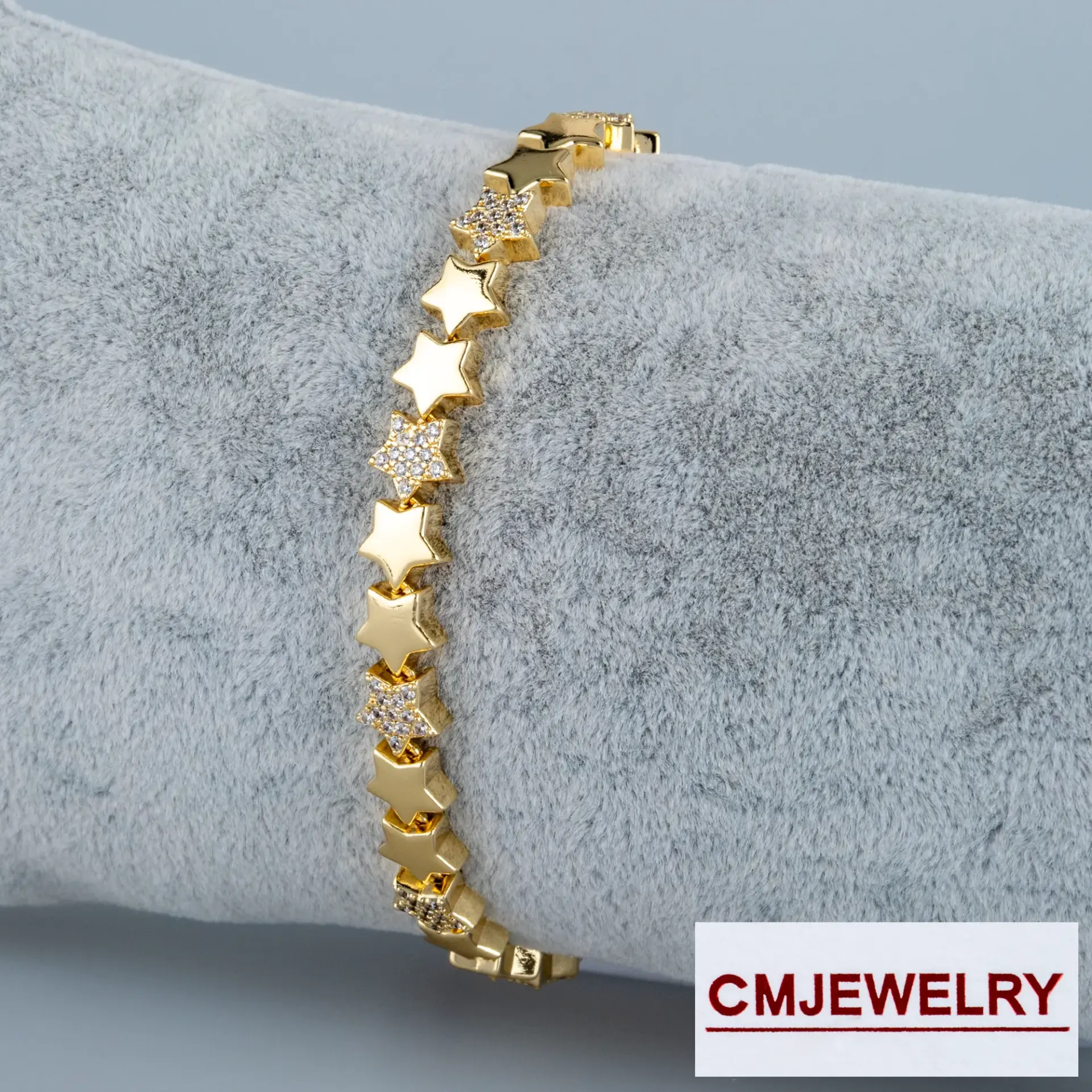 CM Jewelry 14K Zincir Taşlı Yıldız Bileklik