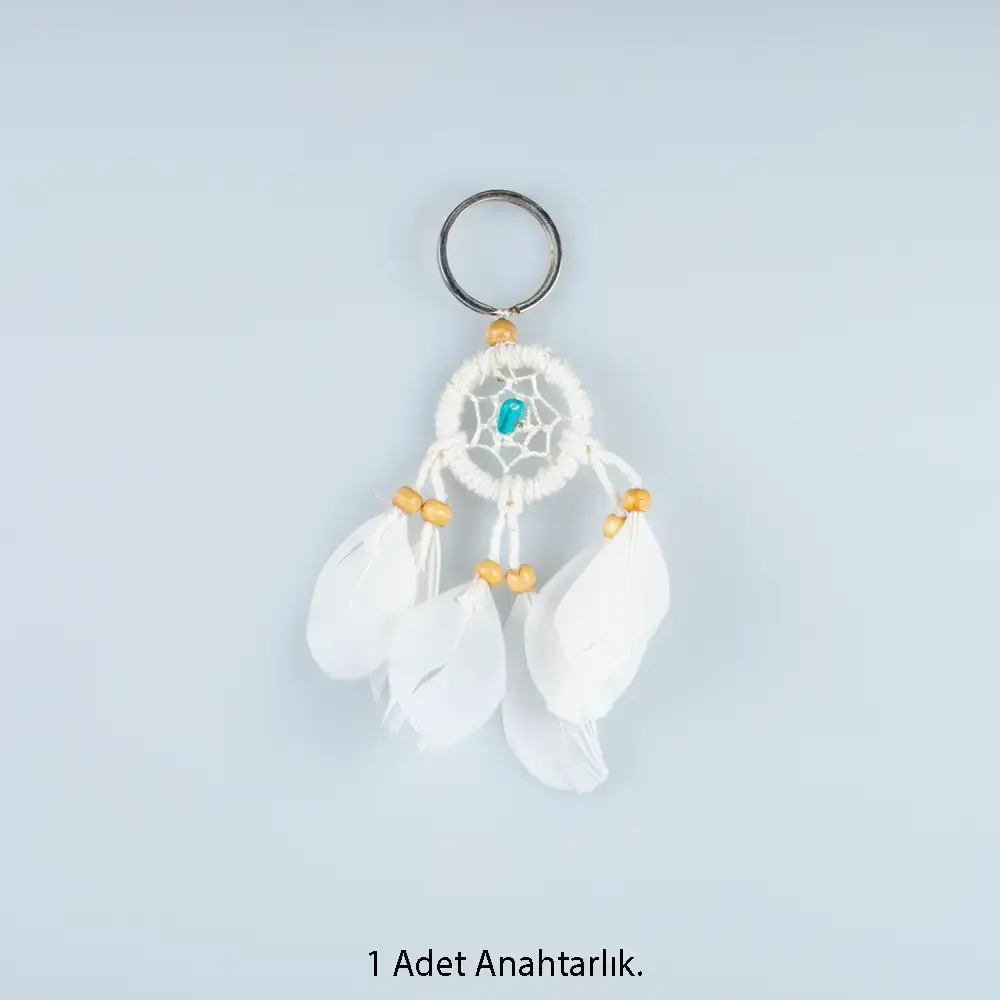 Toptan El Yapımı Mini Turkuaz Taşlı Düş Kapanı Anahtarlık