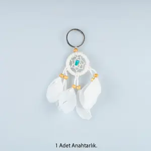 Toptan El Yapımı Mini Turkuaz Taşlı Düş Kapanı Anahtarlık