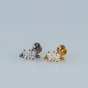 Toptan G23 Titanyum Üçlü Markiz Piercing Beyaz 8mm