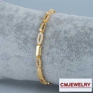 CM Jewelry 14K Zincir Taşlı Bileklik