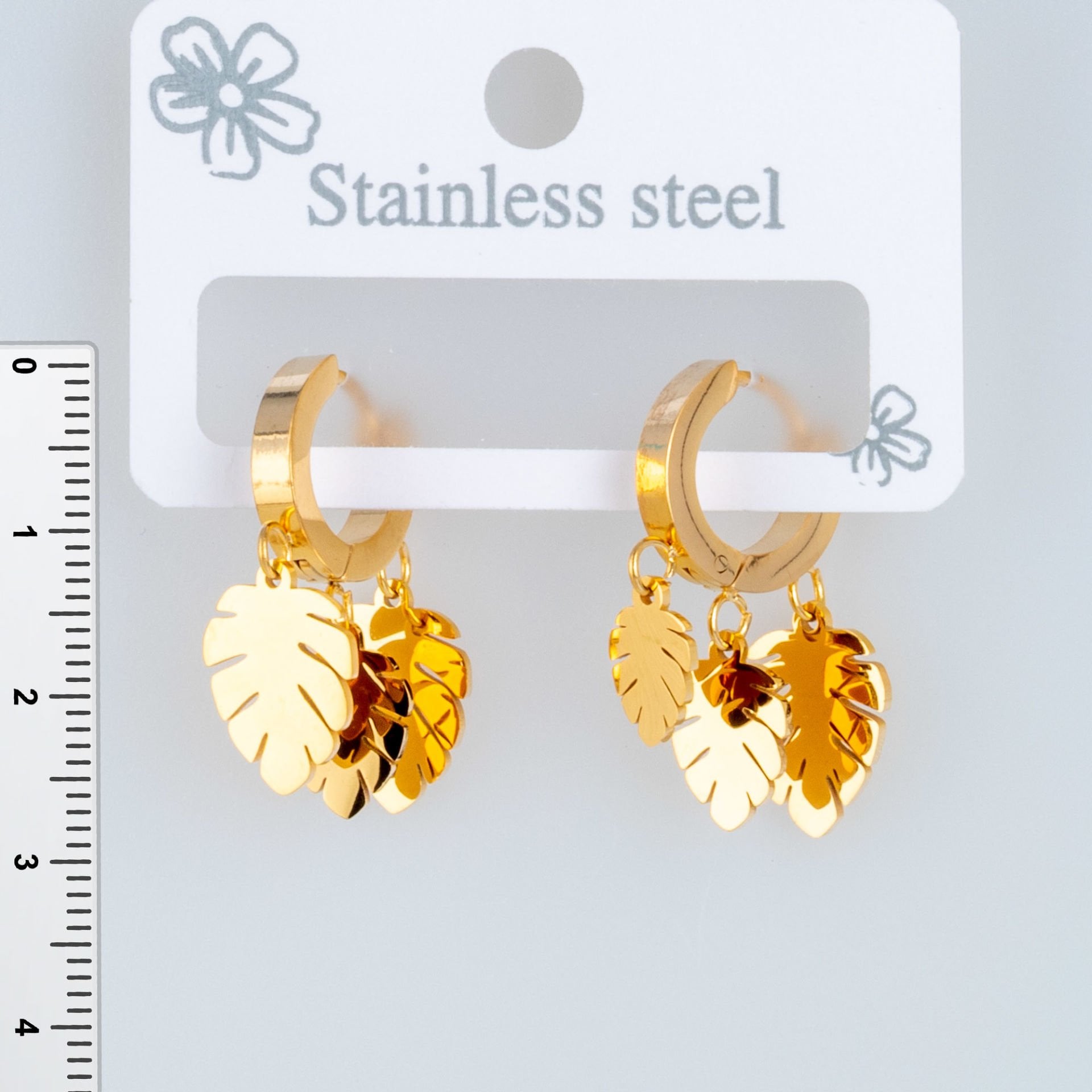 Steel Earring Leaf - 1 Pair