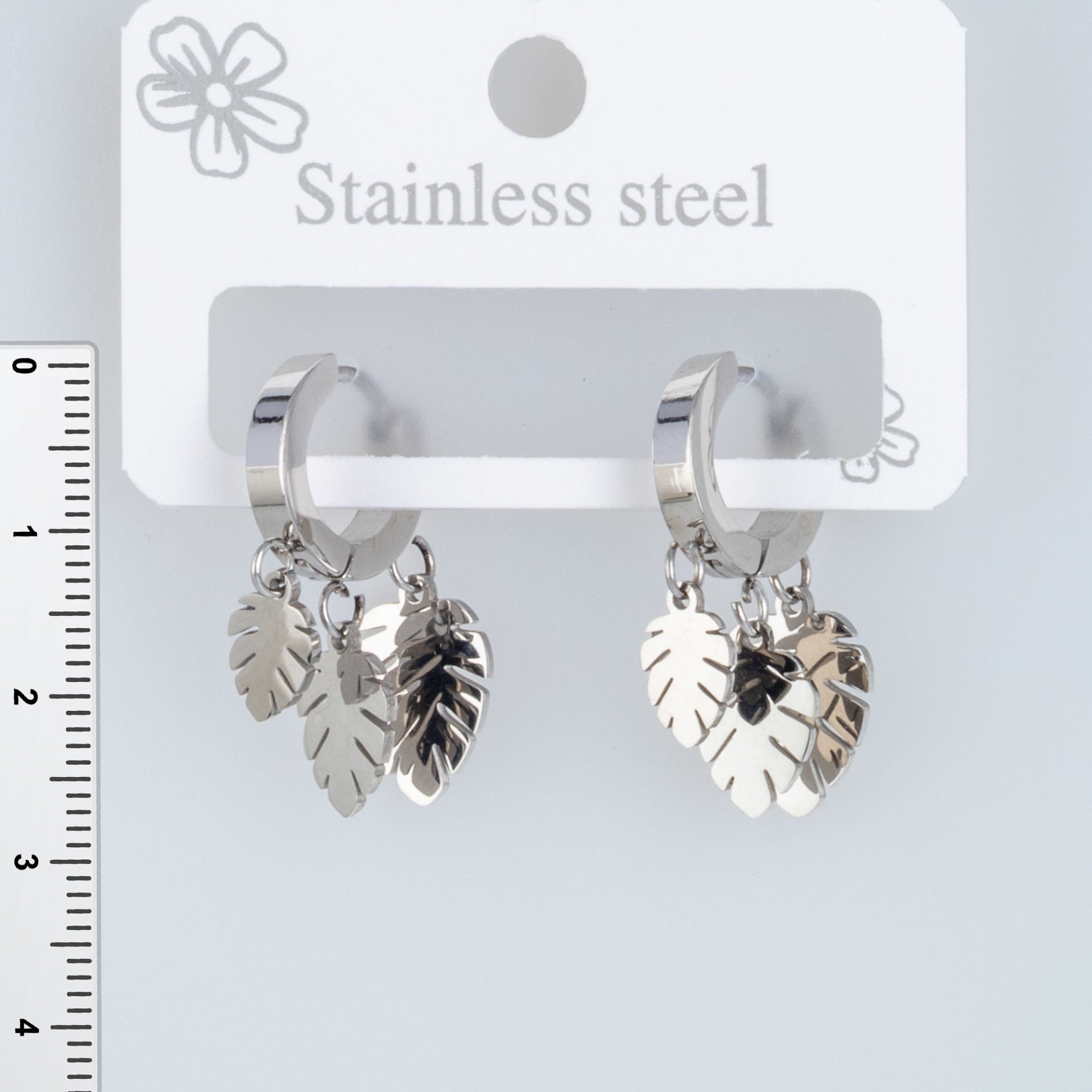 Steel Earring Leaf - 1 Pair