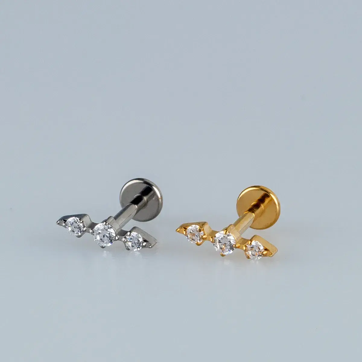 Toptan G23 Titanyum Üçlü Çubuk Piercing Sarı 8mm