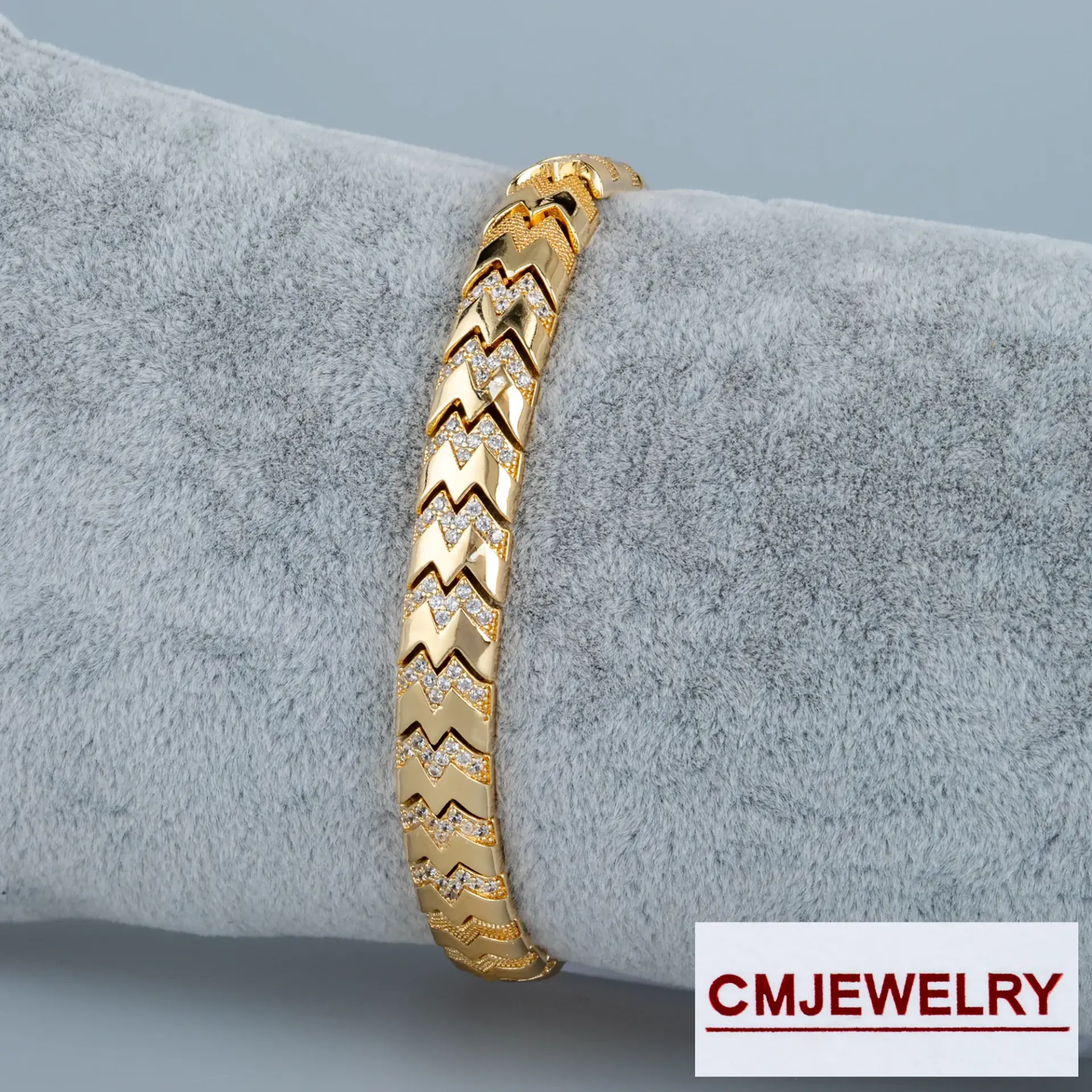 CM Jewelry 14K Zincir Taşlı Bileklik