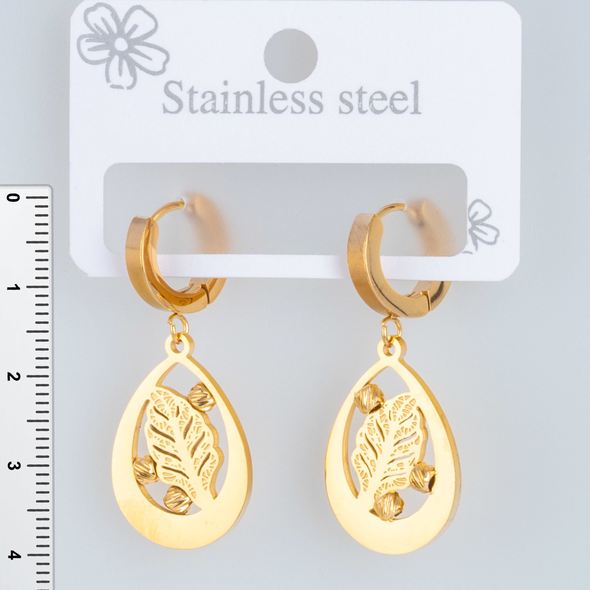 Steel Earring Leaf - 1 Pair